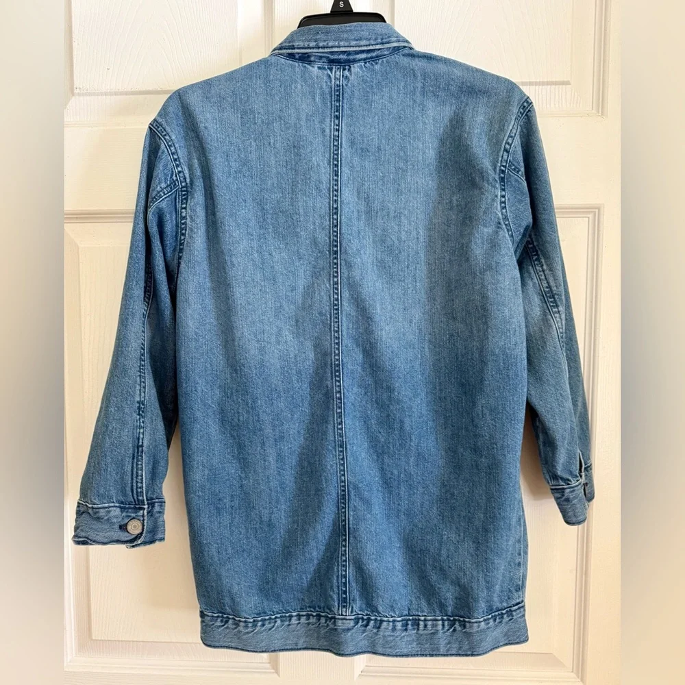Old Navy Girls XL 14 Patchwork Denim Chore Coat Shacket Utility Jacket Long